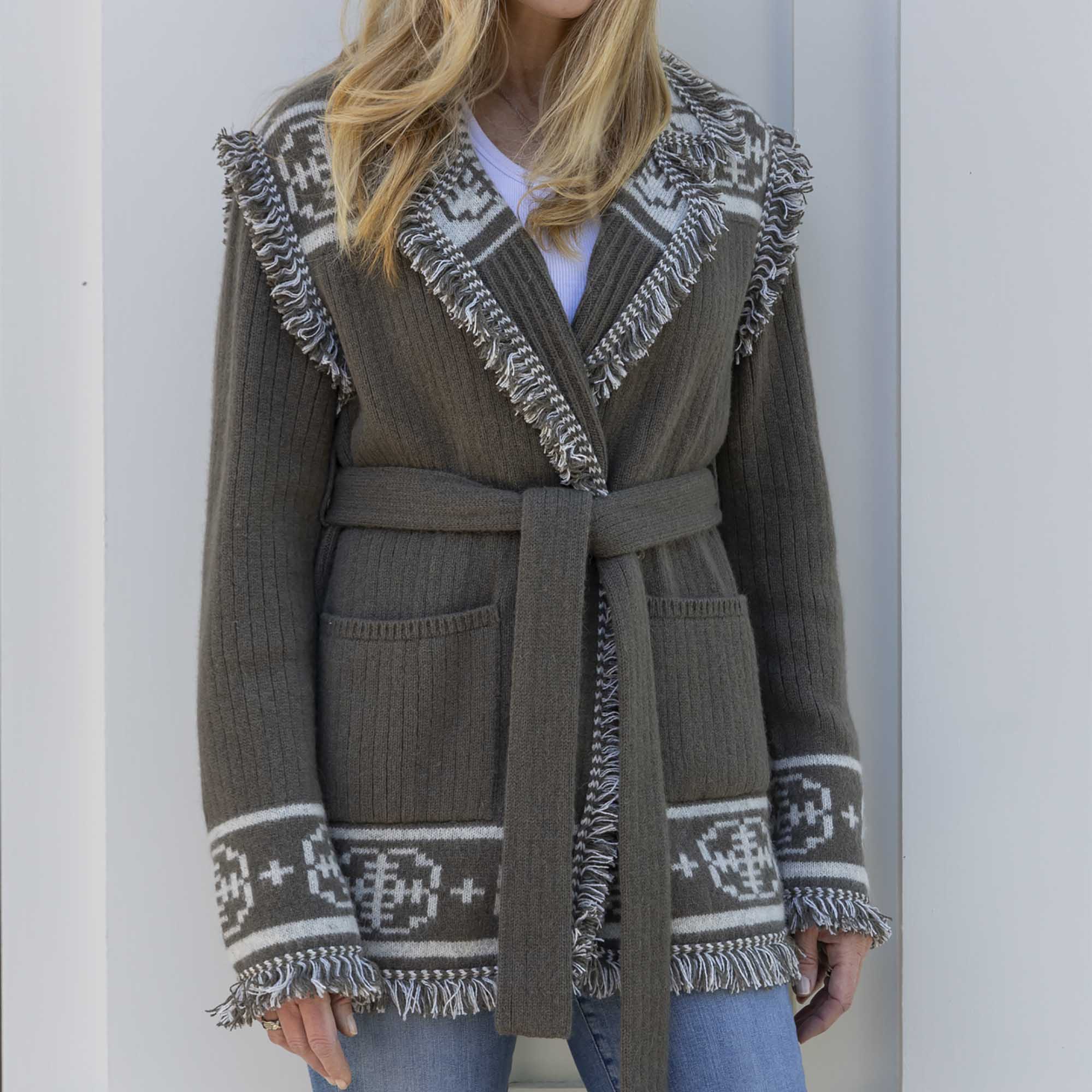 Women | Hacienda Cardigan | Moss / Carbon