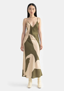 Prima Printed Silk | Olive Mono