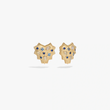 Awe Inspired Earrings 14K Gold Vermeil / Single [WIP] Blue Gemstone Radiant Heart Studs