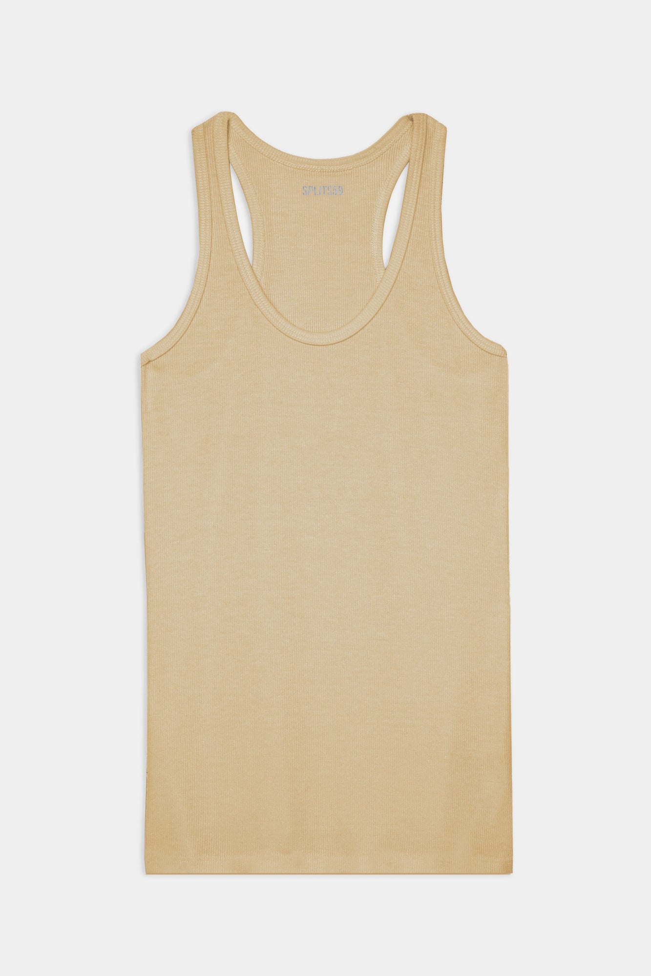 Flat view of yellowish brown tank top