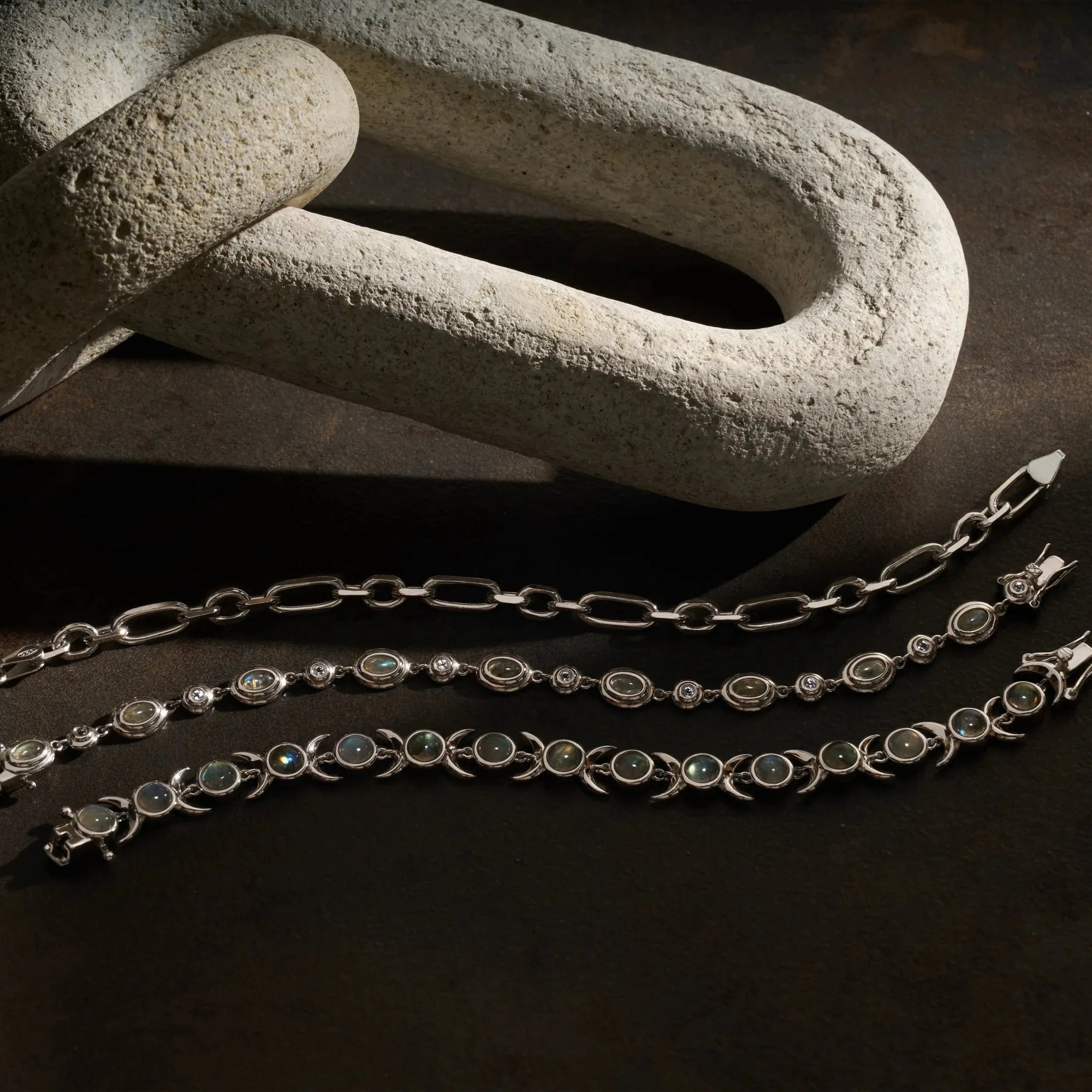 Awe Inspired Bracelets Triple Moon Tennis Bracelet