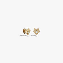 Awe Inspired Earrings 14K Yellow Gold Vermeil / Pair White Topaz Orchid Studs