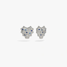 Awe Inspired Earrings 925 Sterling Silver Blue Gemstone Radiant Heart Studs