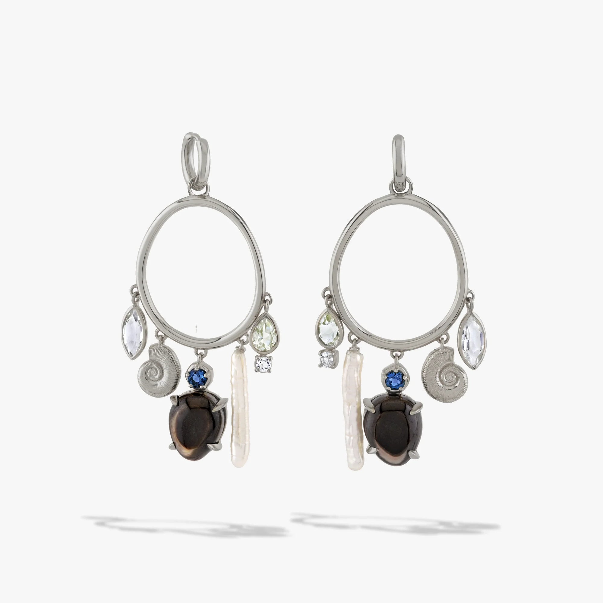 Awe Inspired  Earrings Deep Sea Gemstone Charm Hoops