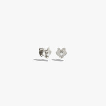 Awe Inspired Earrings 925 Sterling Silver / Pair White Topaz Orchid Studs