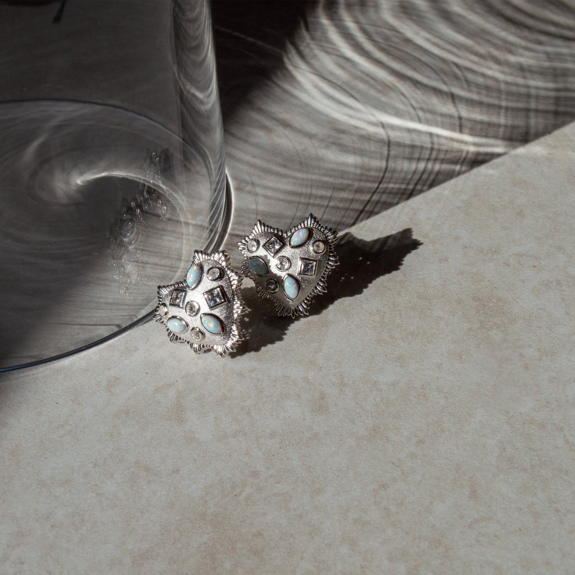 Awe Inspired Earrings Gemstone Radiant Heart Studs