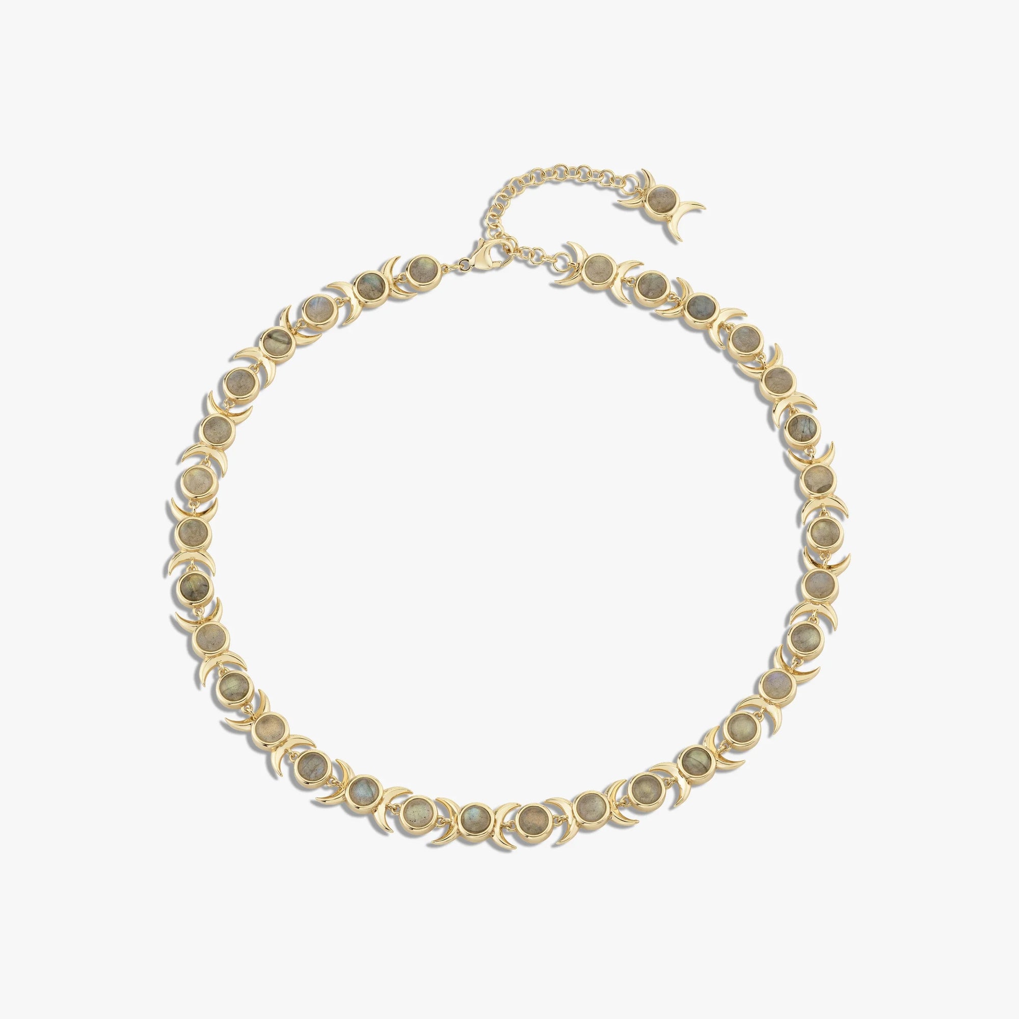 Awe Inspired Necklaces 14K Yellow Gold Vermeil / Labradorite Triple Moon Tennis Necklace