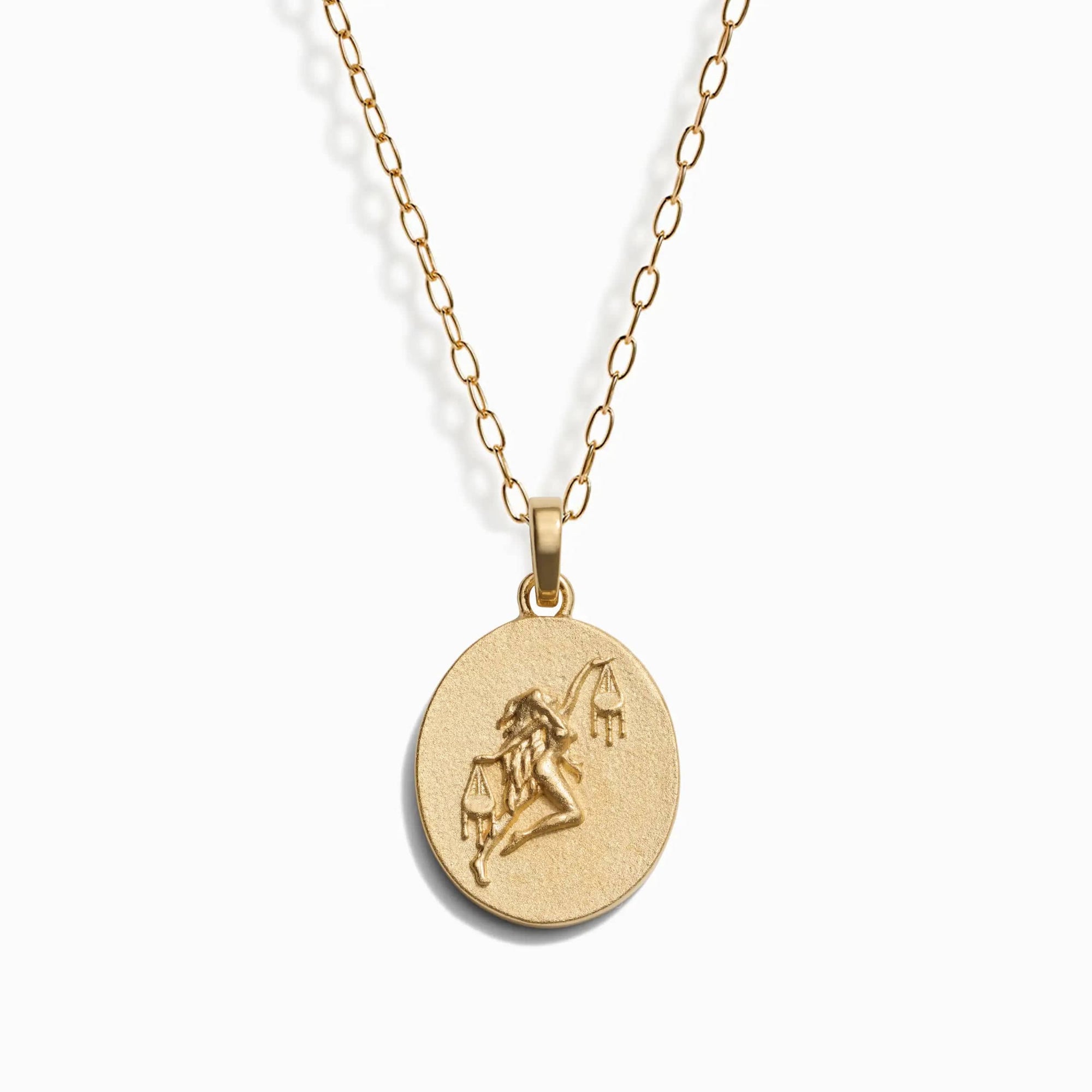 Awe Inspired Necklaces 14K Yellow Gold Vermeil / Libra / 16" - 18" Zodiac Goddess Pendant + Mini Paperclip Chain