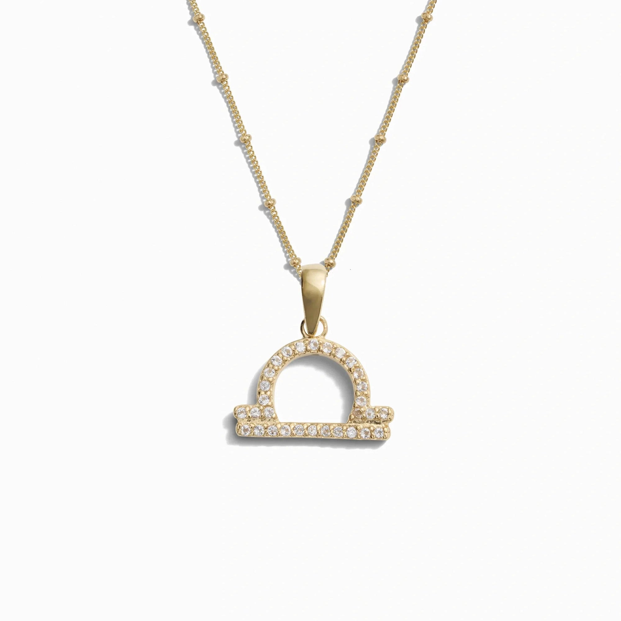 Awe Inspired Necklaces 14K Yellow Gold Vermeil / Libra / 20-22" Saturn Chain Gemstone Zodiac on Saturn Chain