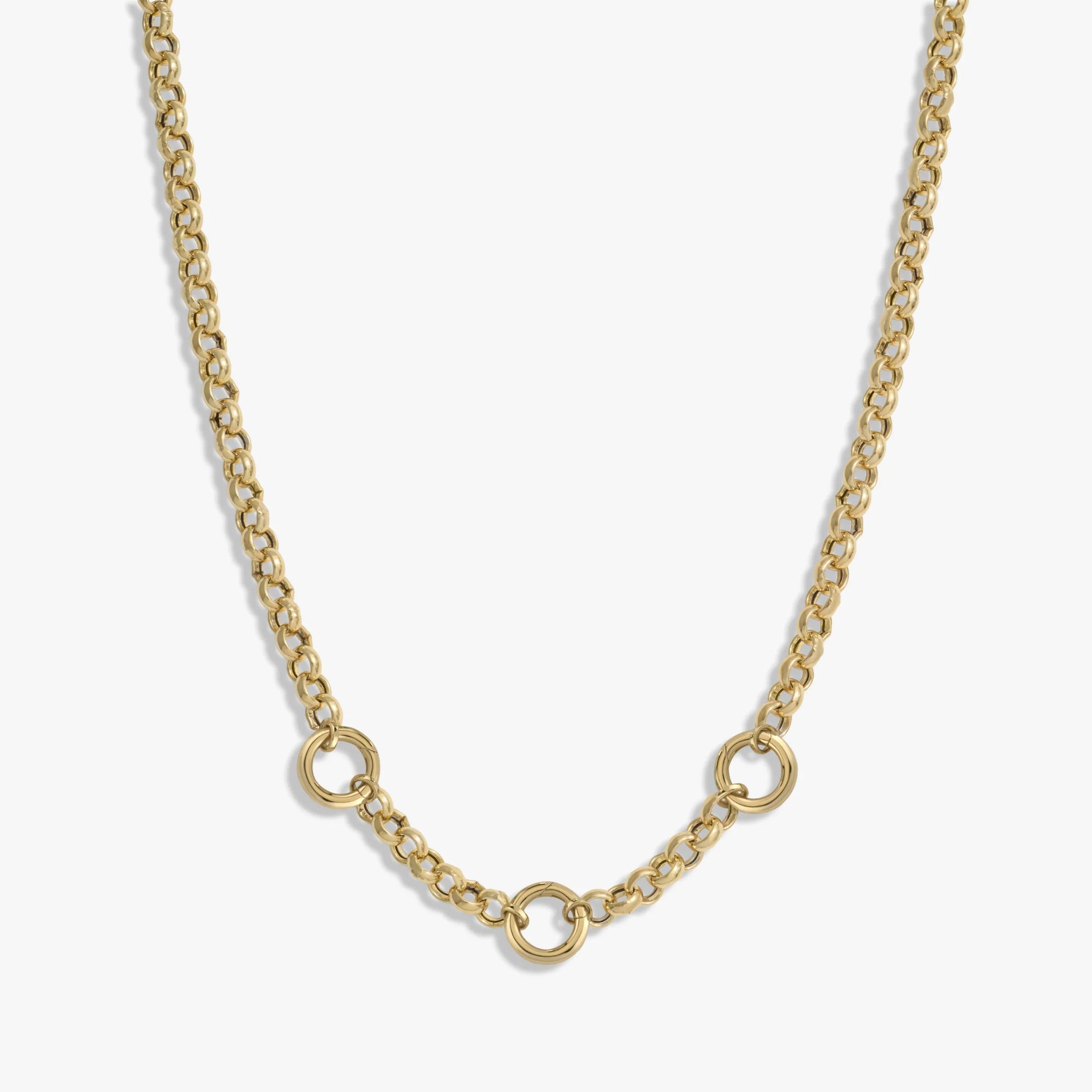 Awe Inspired Necklaces 14K Yellow Gold Vermeil Long Triple Charm Collector Necklace