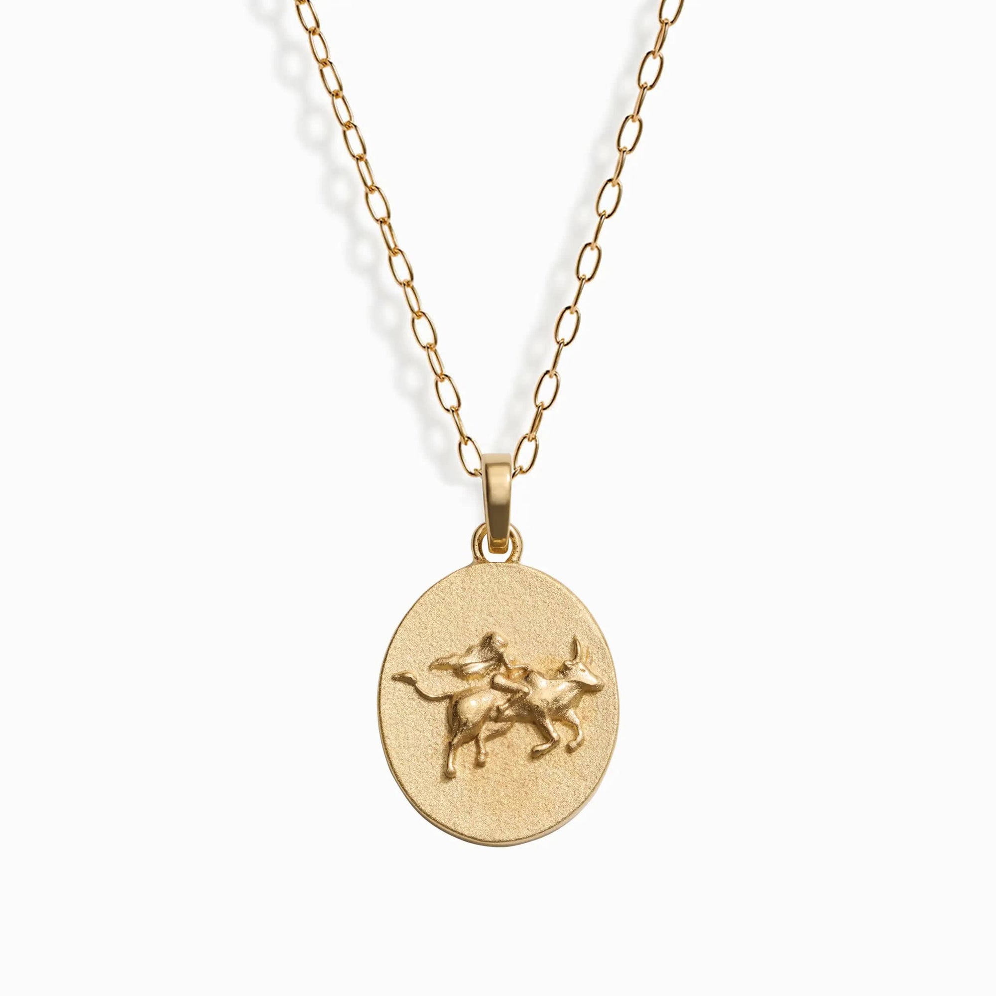 Awe Inspired Necklaces 14K Yellow Gold Vermeil / Taurus / 16" - 18" Zodiac Goddess Pendant + Mini Paperclip Chain