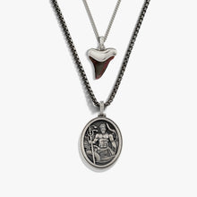 Awe Inspired Necklaces 925 Sterling Silver Poseidon and Shark Tooth Necklace Set