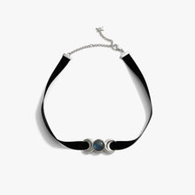 Awe Inspired Necklaces 925 Sterling Silver Triple Moon Velvet Choker