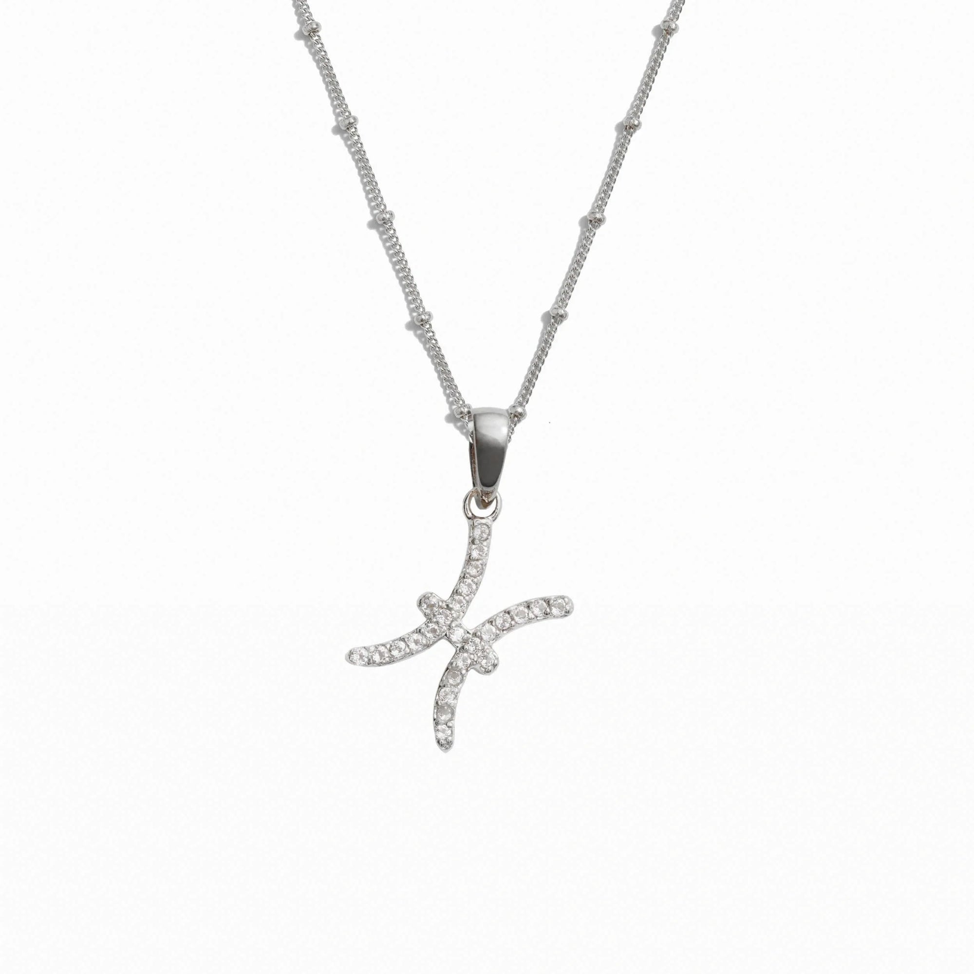 Awe Inspired Necklaces Sterling Silver / Pisces / 20-22" Saturn Chain Gemstone Zodiac on Saturn Chain