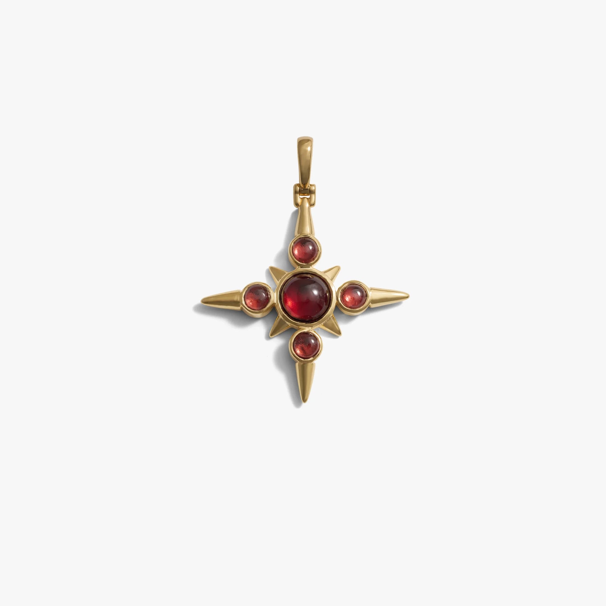 Awe Inspired Pendants 14K Yellow Gold Vermeil / Garnet Maltese Cross Pendant