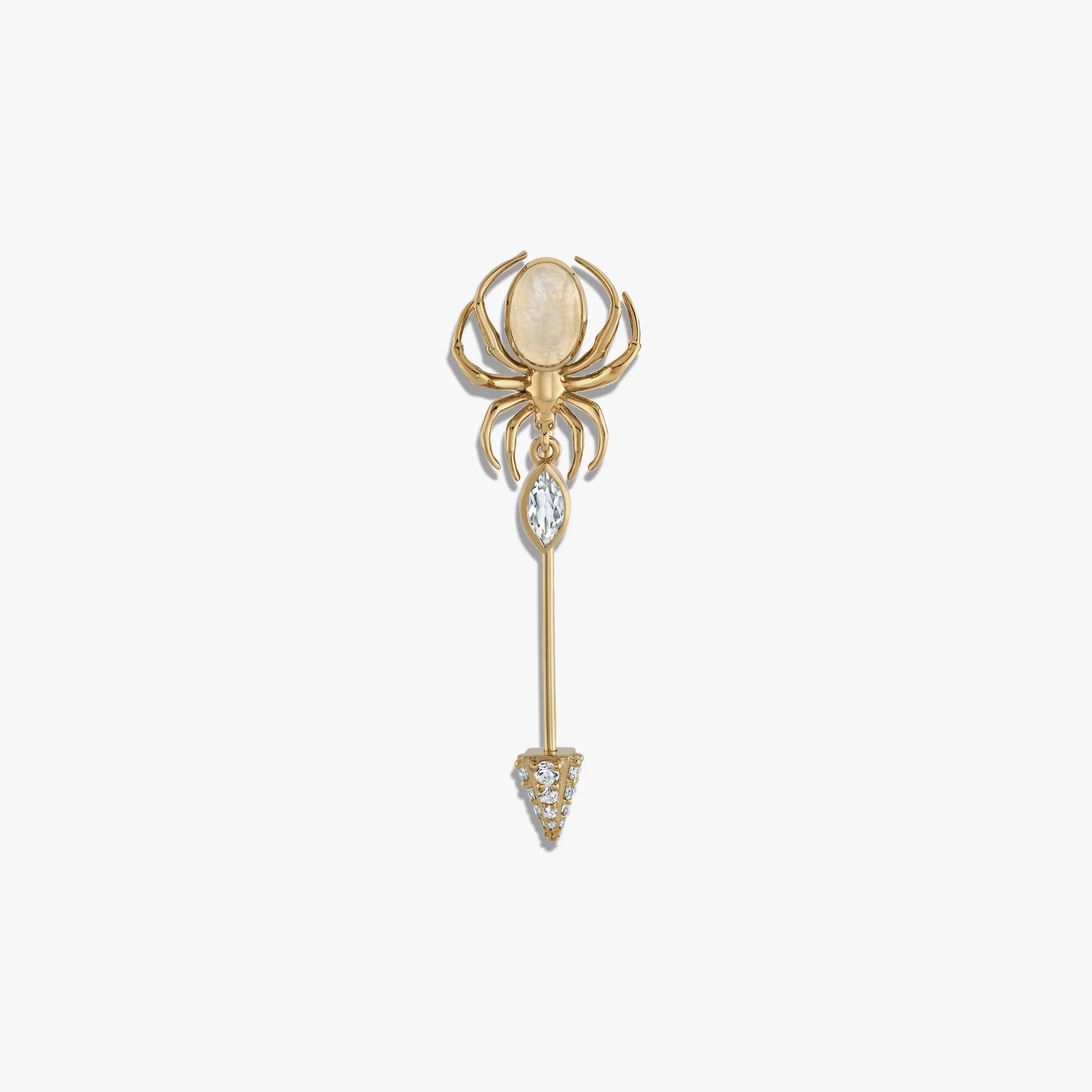 Awe Inspired Tools 14K Yellow Gold Vermeil Moonstone Spider Brooch