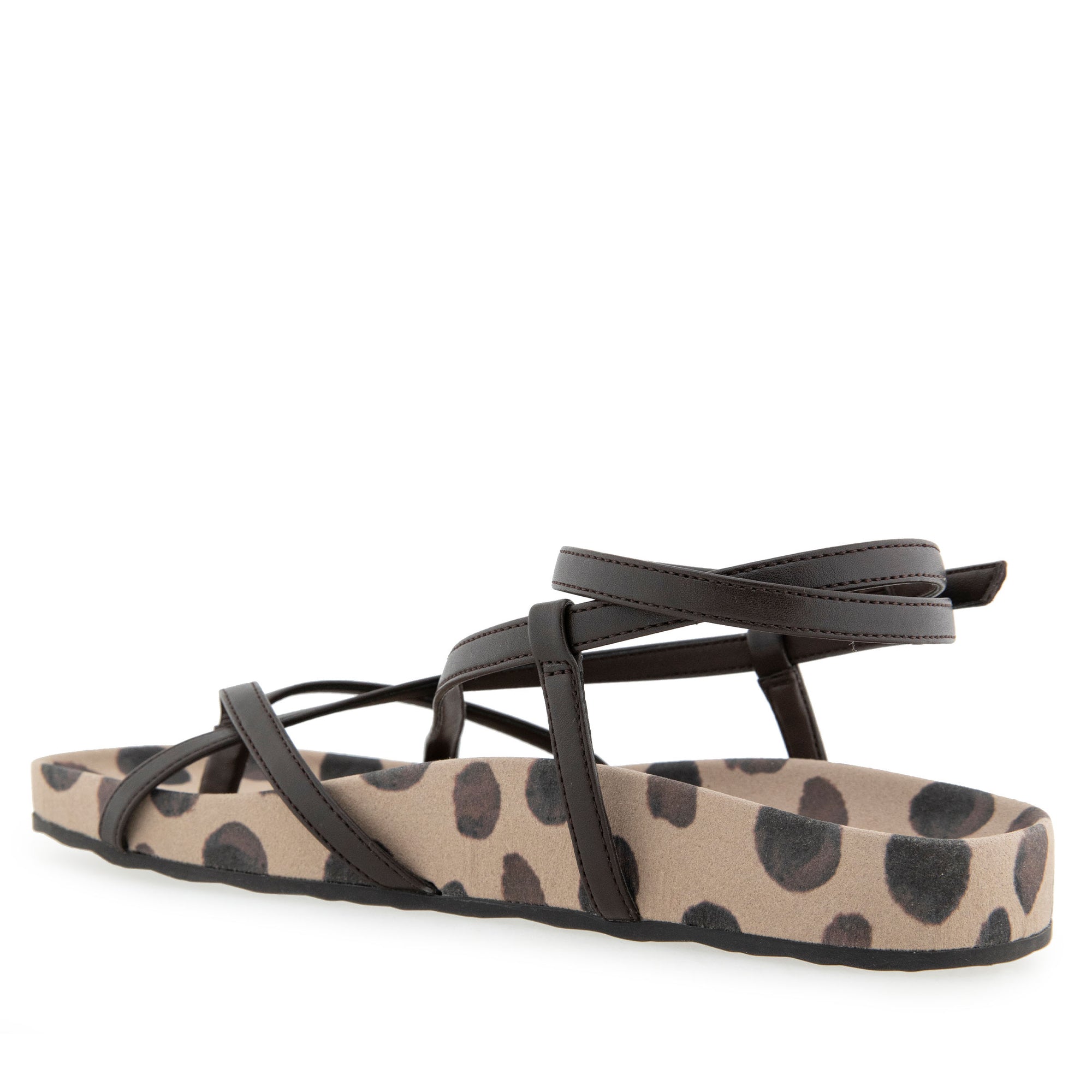 Leera Sandal Footbed | Java Spotted Print Faux Leather