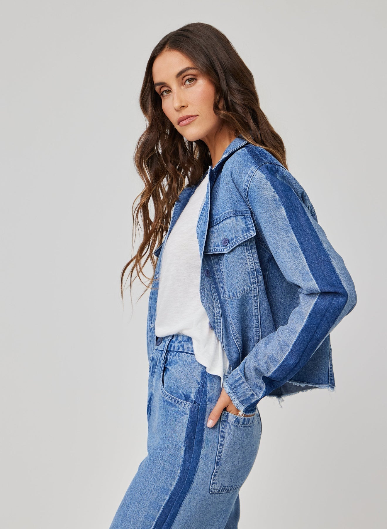 Billie Tacked Sleeve Denim Jacket | Vintage Laguna Wash