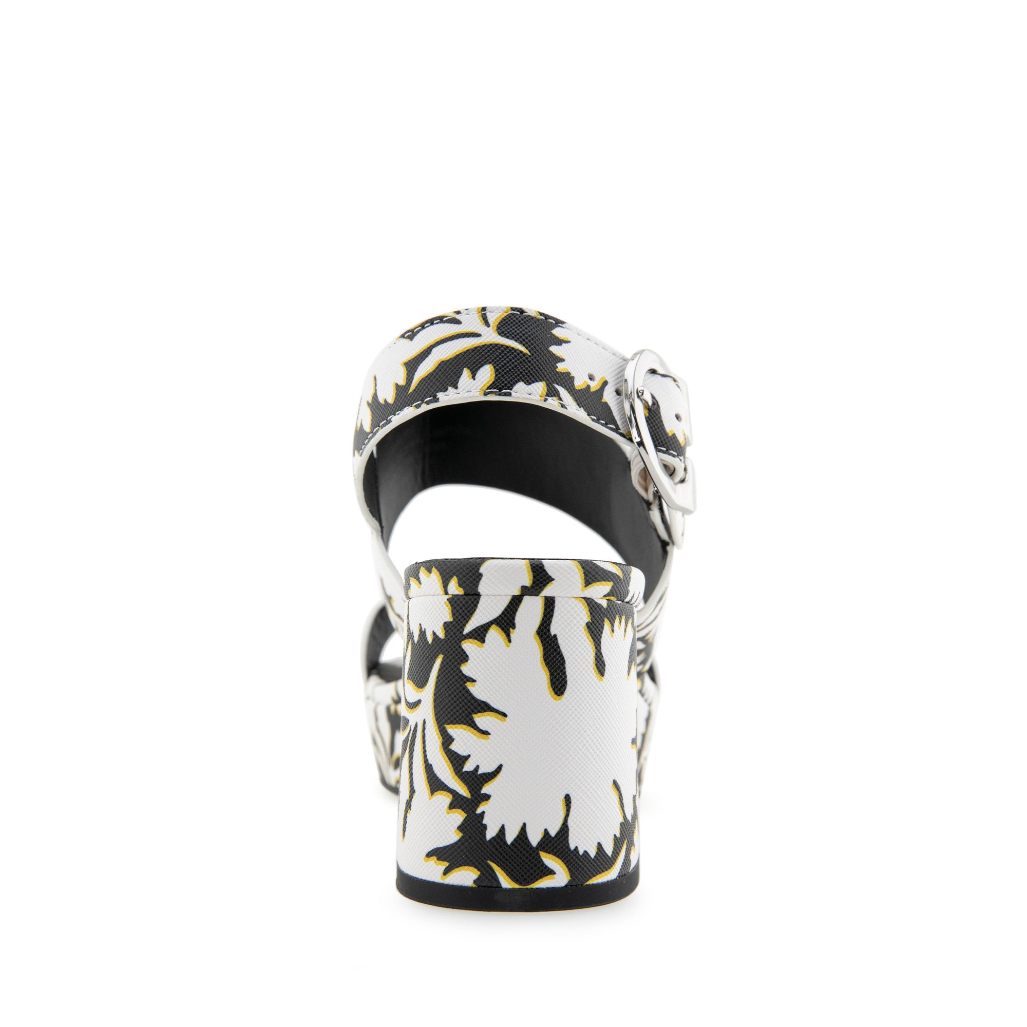 Camera Sandal Platform | Bright White Floral Faux Leather