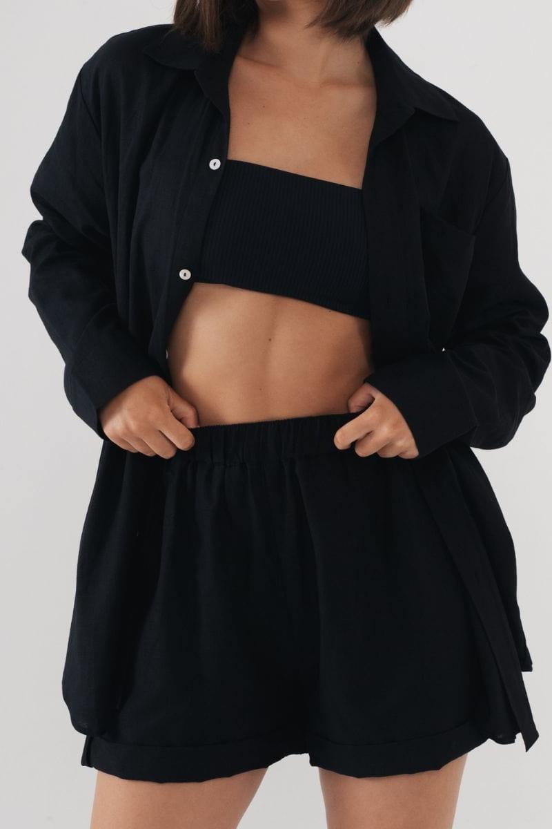 Long Sleeve Button Down Shirt | Black