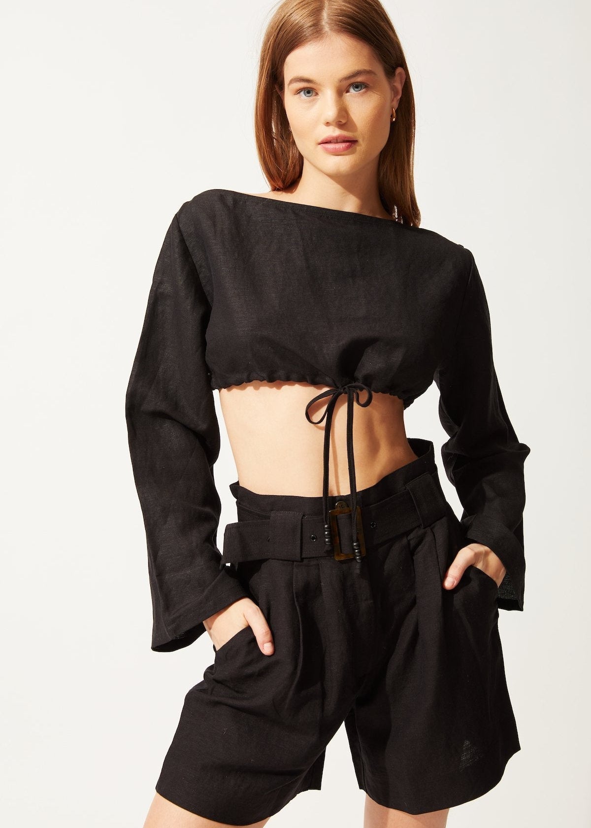 Boatneck Crop Top - Solid & Striped