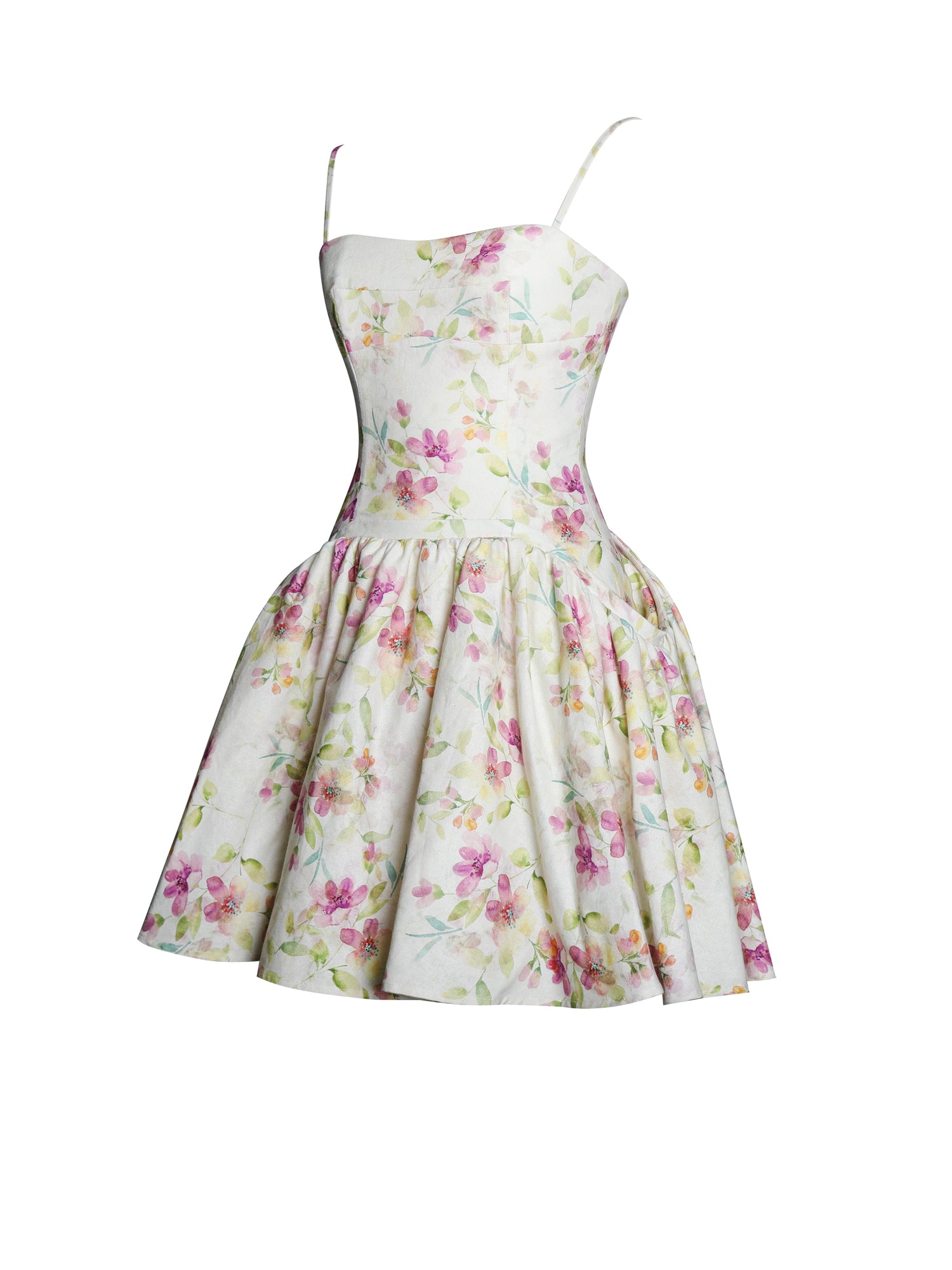 Valda Linen Mini Dress with Pockets | Yellow and Pink Print