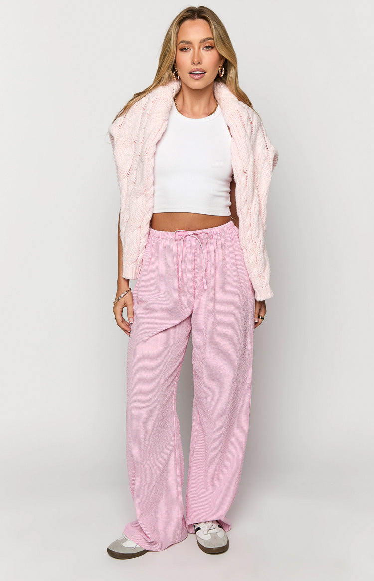 Cici Striped Drawstring Pants | Pink