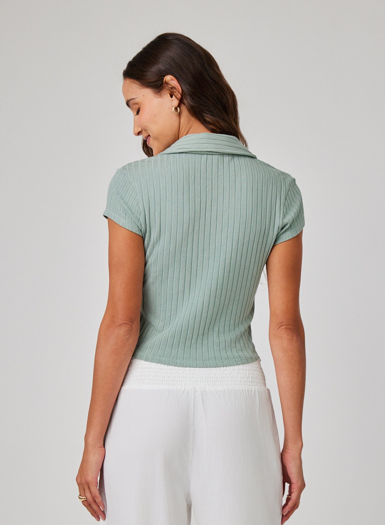 Collared Crop Top | Clean Sage
