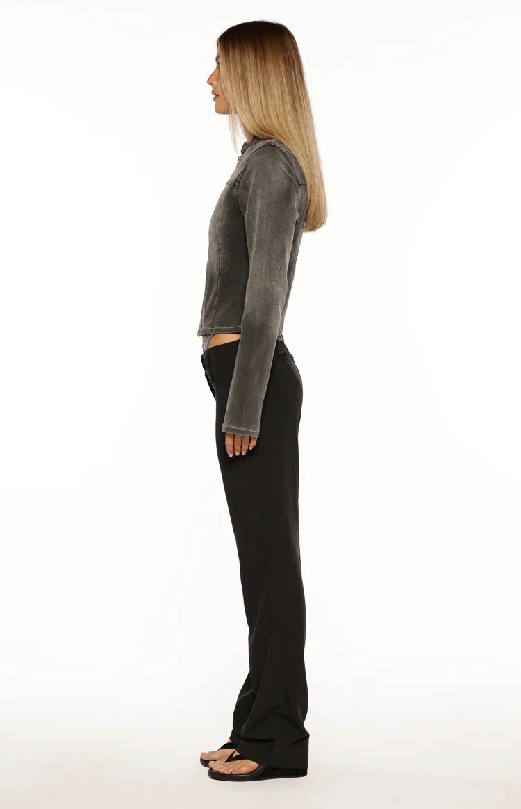 Corey Denim Biker Jacket | Black Washed