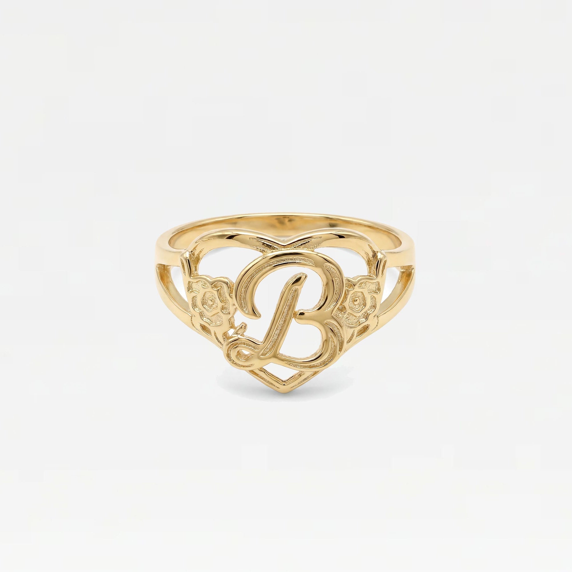The Gold Cutout Flower Heart Letter Ring | 18Kt Gold Vermeil