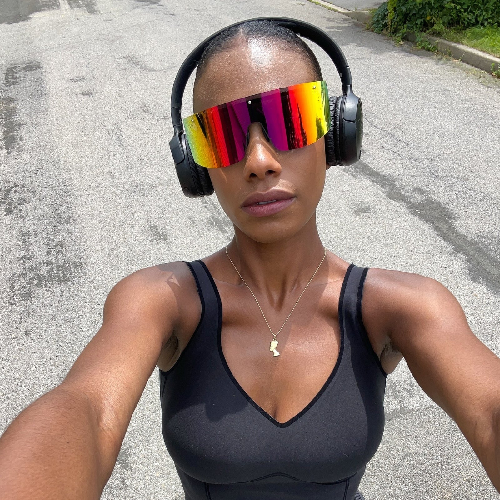Unisex | Grandslam Sunglasses | Black | Rainbow Polarized Lenses