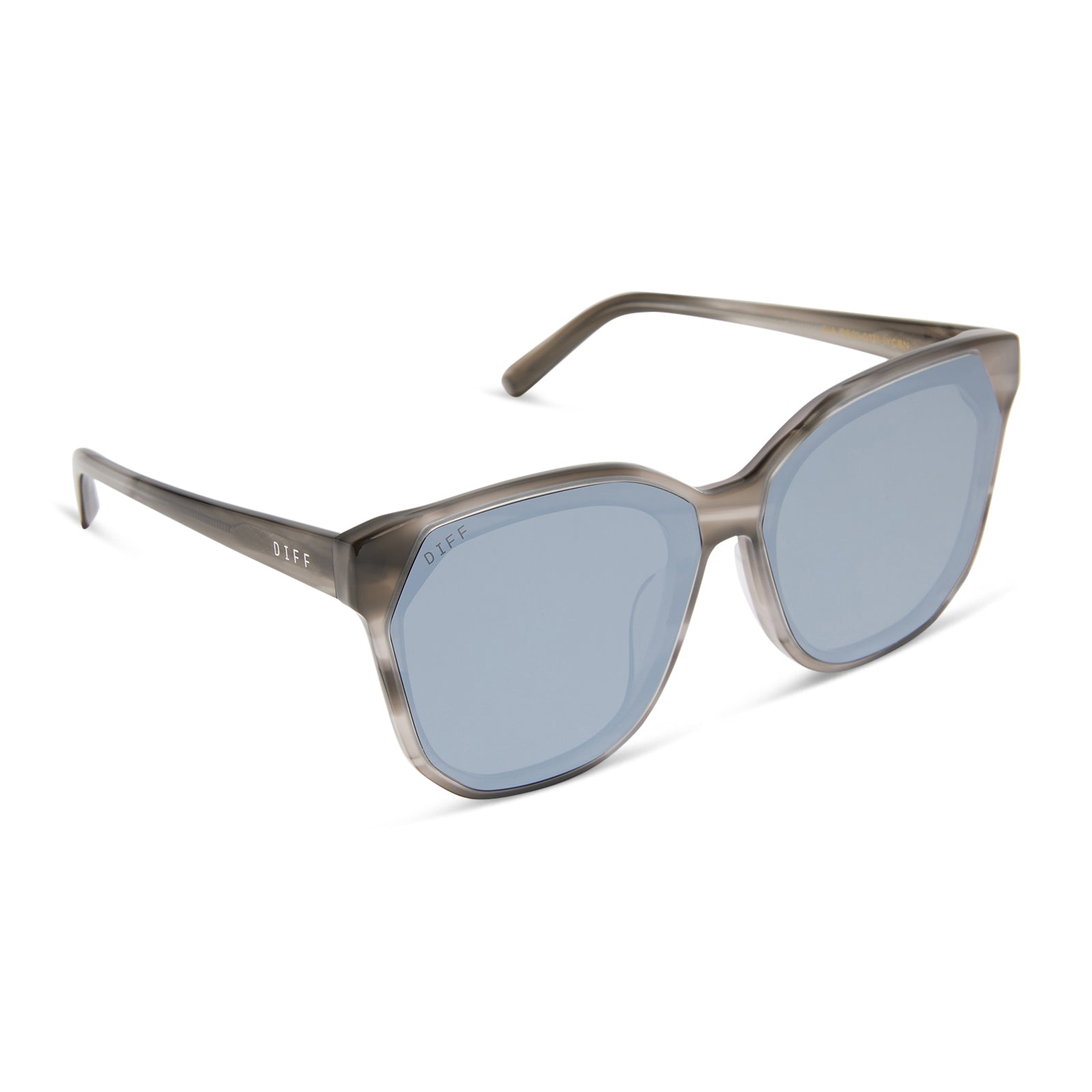 Womens | Gia Sunglasses | Smoke Marble | Grey/Silver Flash Lenses