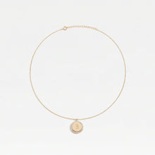 The Block Pave Initial Disc Necklace | Gold Vermeil