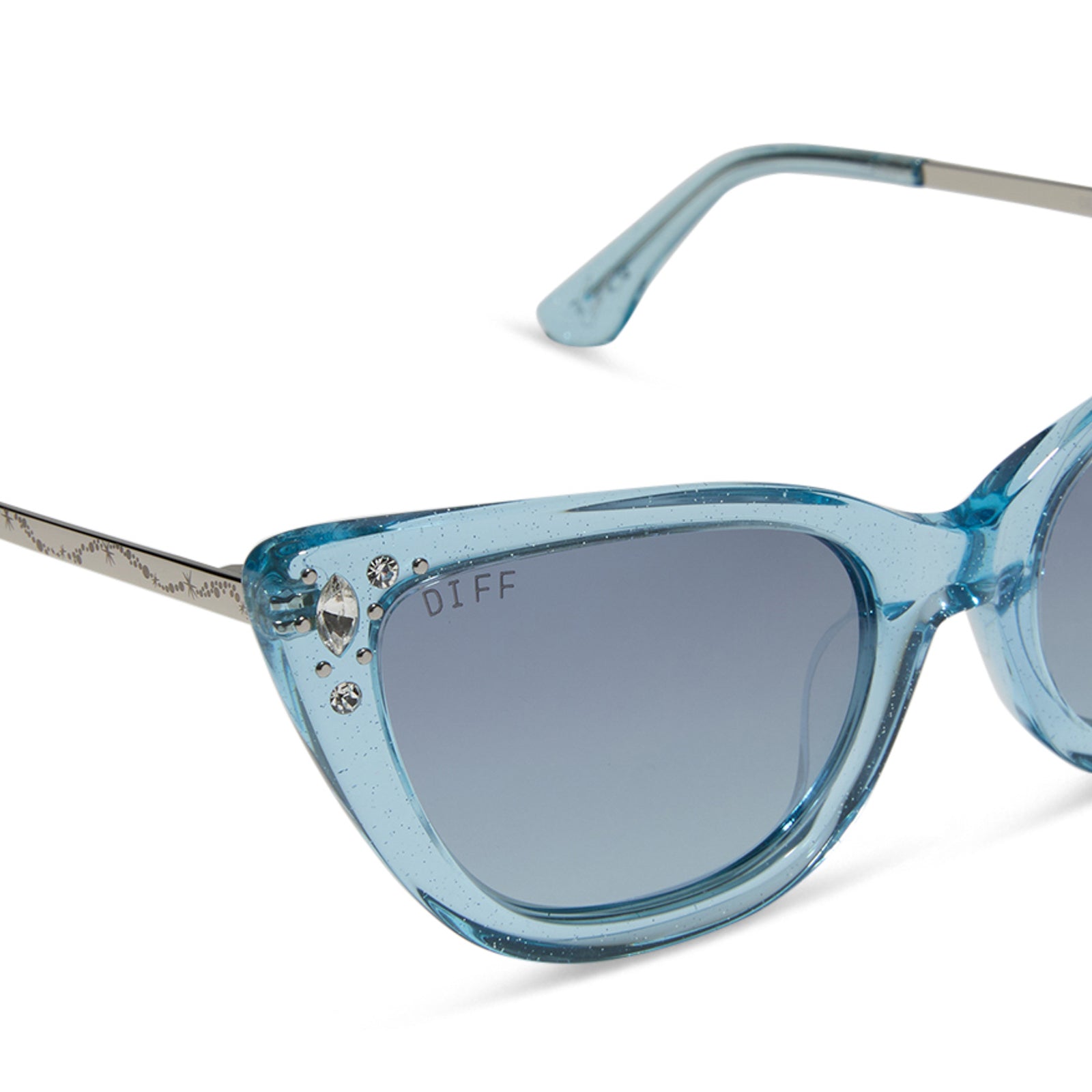 Womens | Cinderella Sunglasses | Blue Crystal Glitter | Blue Dust Gradient Polarized Lenses