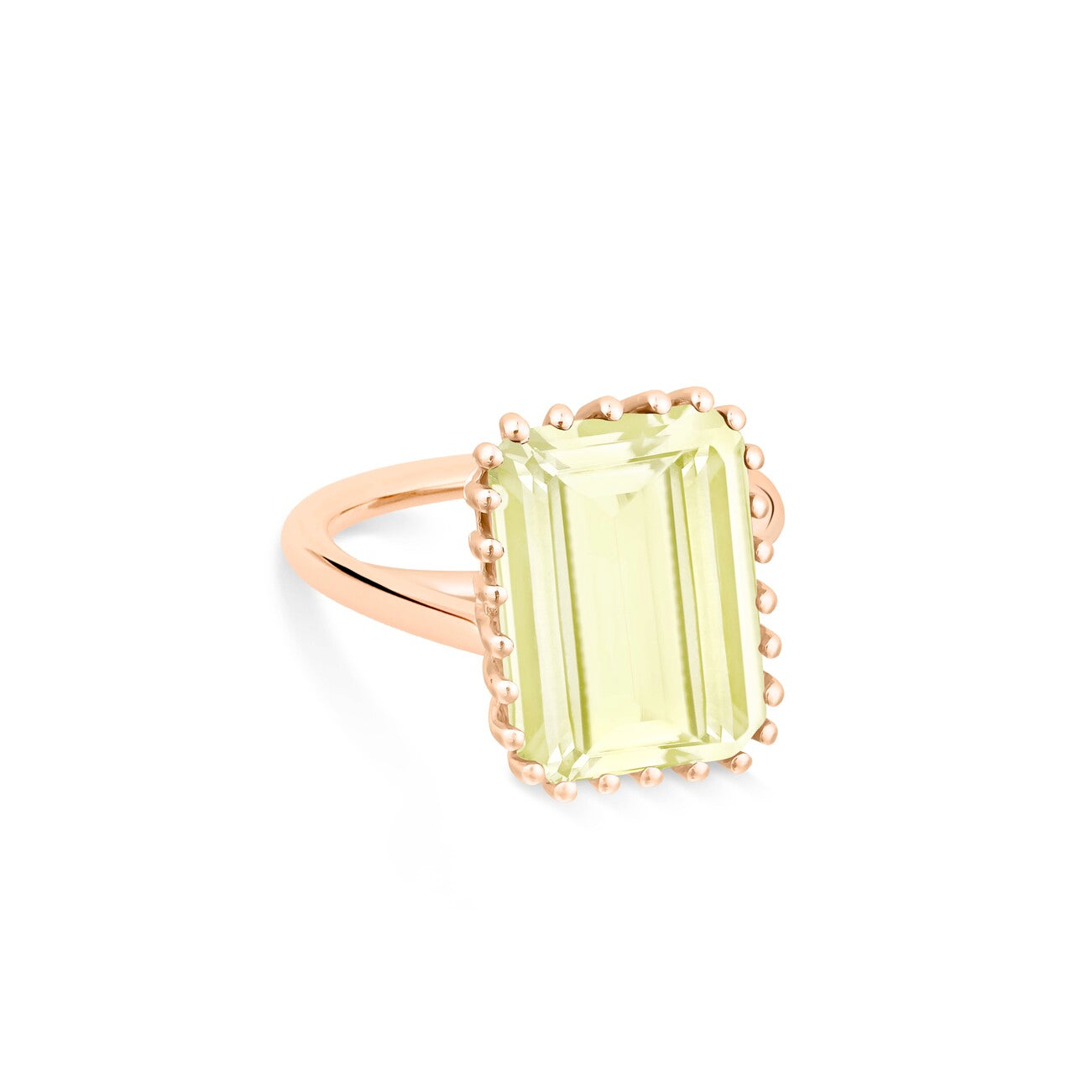 Cocktail Vertical Lemon Quartz Ring | 18K Rose Gold
