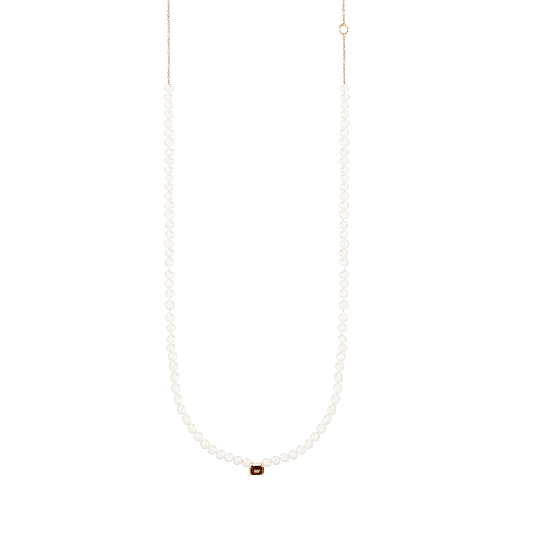 Mini Cocktail Pearl And Smoky Quartz Necklace | 18K Rose Gold