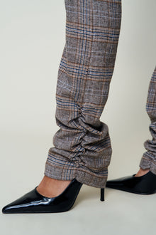 Womens | Cora Ruched Hem Tartan Pant | Green Tartan