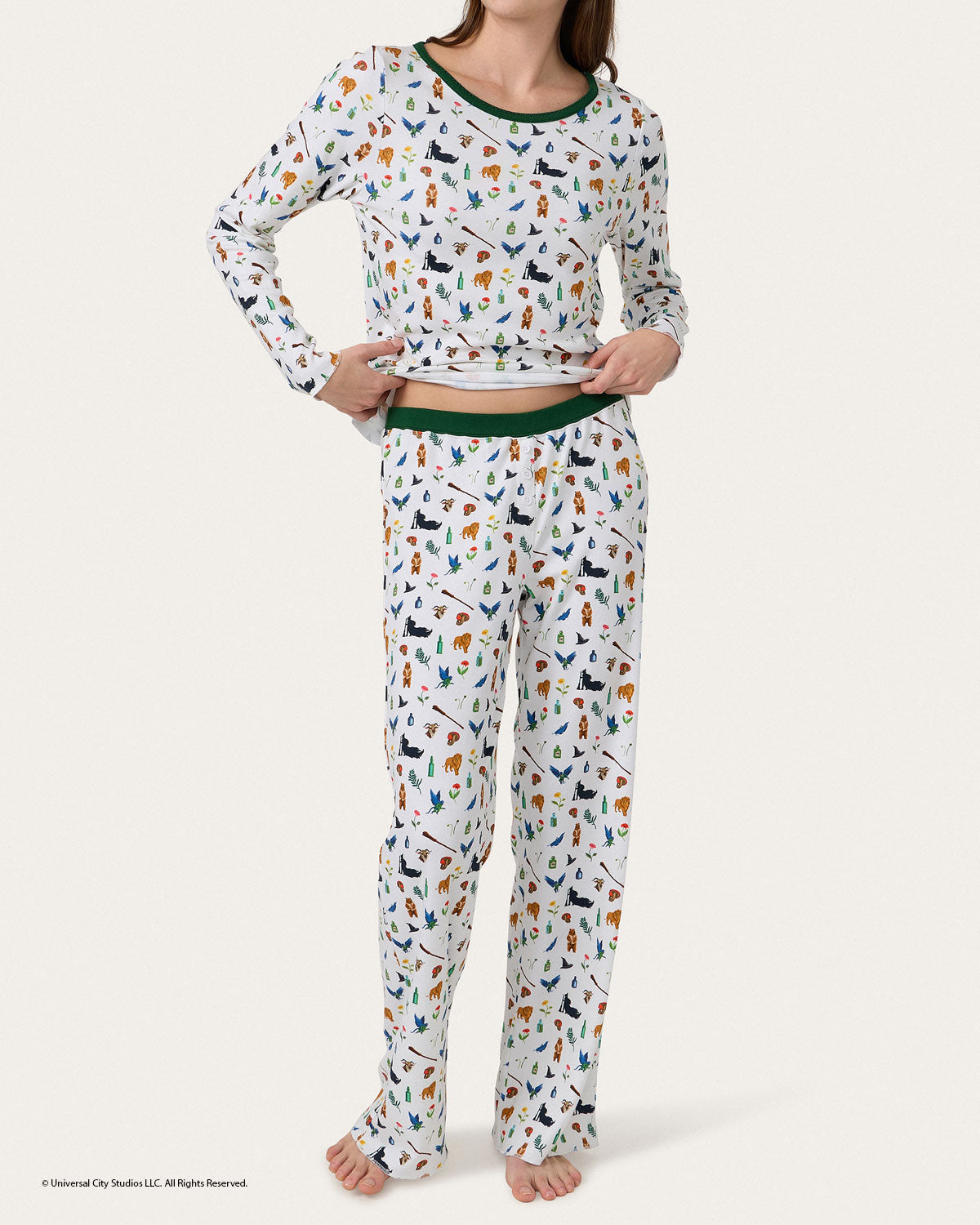Womens | Elphaba Print Long PJ Set x Wicked | Cream