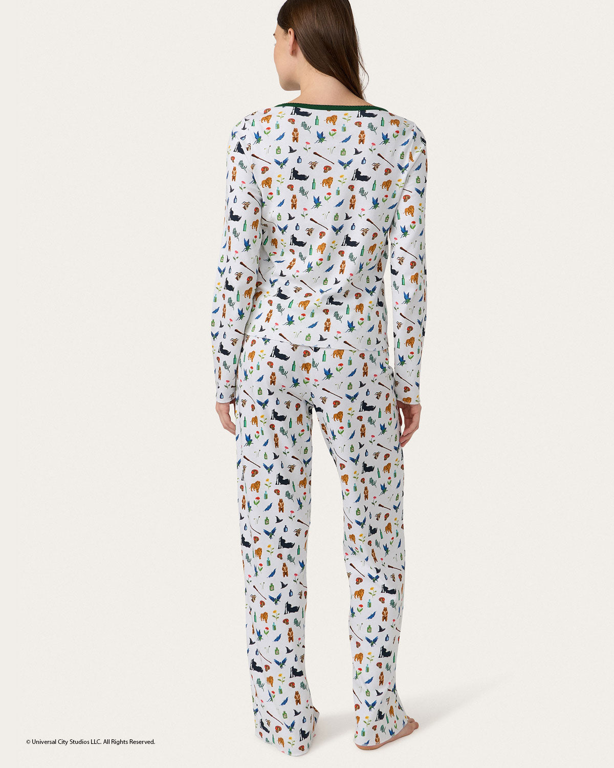 Womens | Elphaba Print Long PJ Set x Wicked | Cream