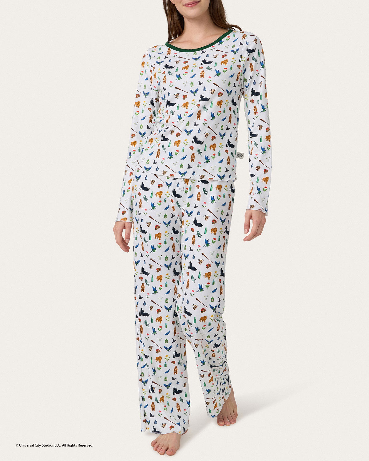 Womens | Elphaba Print Long PJ Set x Wicked | Cream
