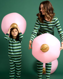 Kids | Riley Pajama Set - Lucky Stripe | Emerald