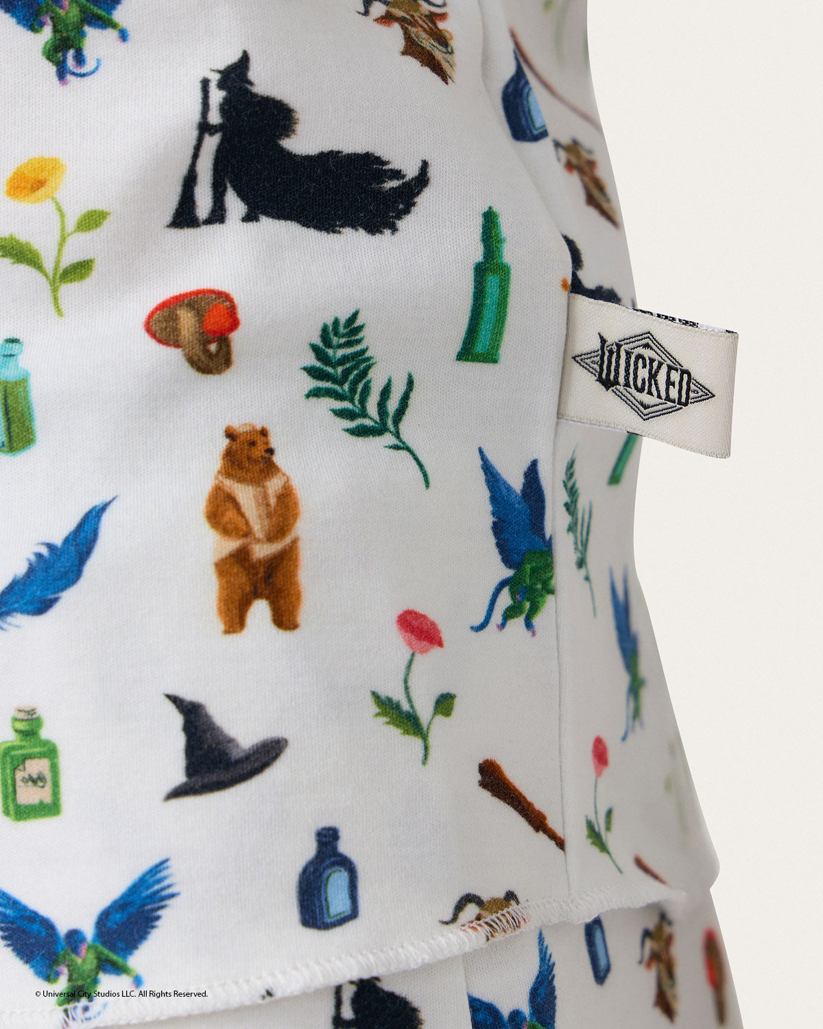 Womens | Elphaba Print Long PJ Set x Wicked | Cream