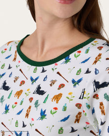 Womens | Elphaba Print Long PJ Set x Wicked | Cream