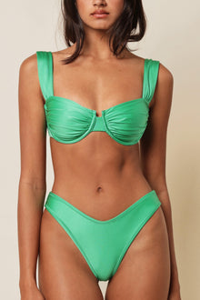 Added Coverage Lulu Zig Zag Stitch Bikini Bottom | Emerald Shimmer