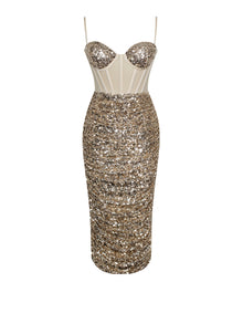 Layla Sequin Corset Dress | Gold