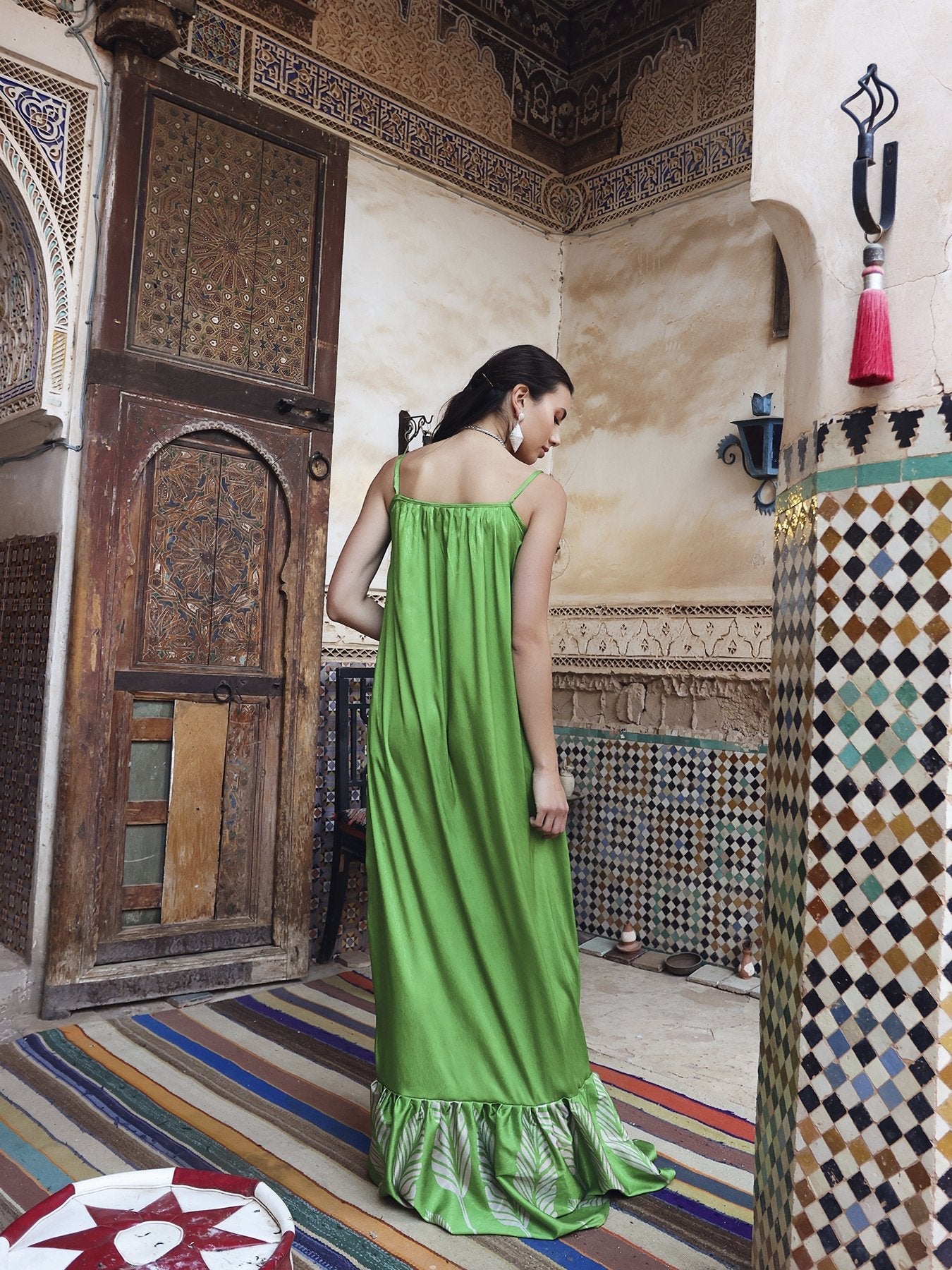 Fari Dress - Palms Vert - diarrablu