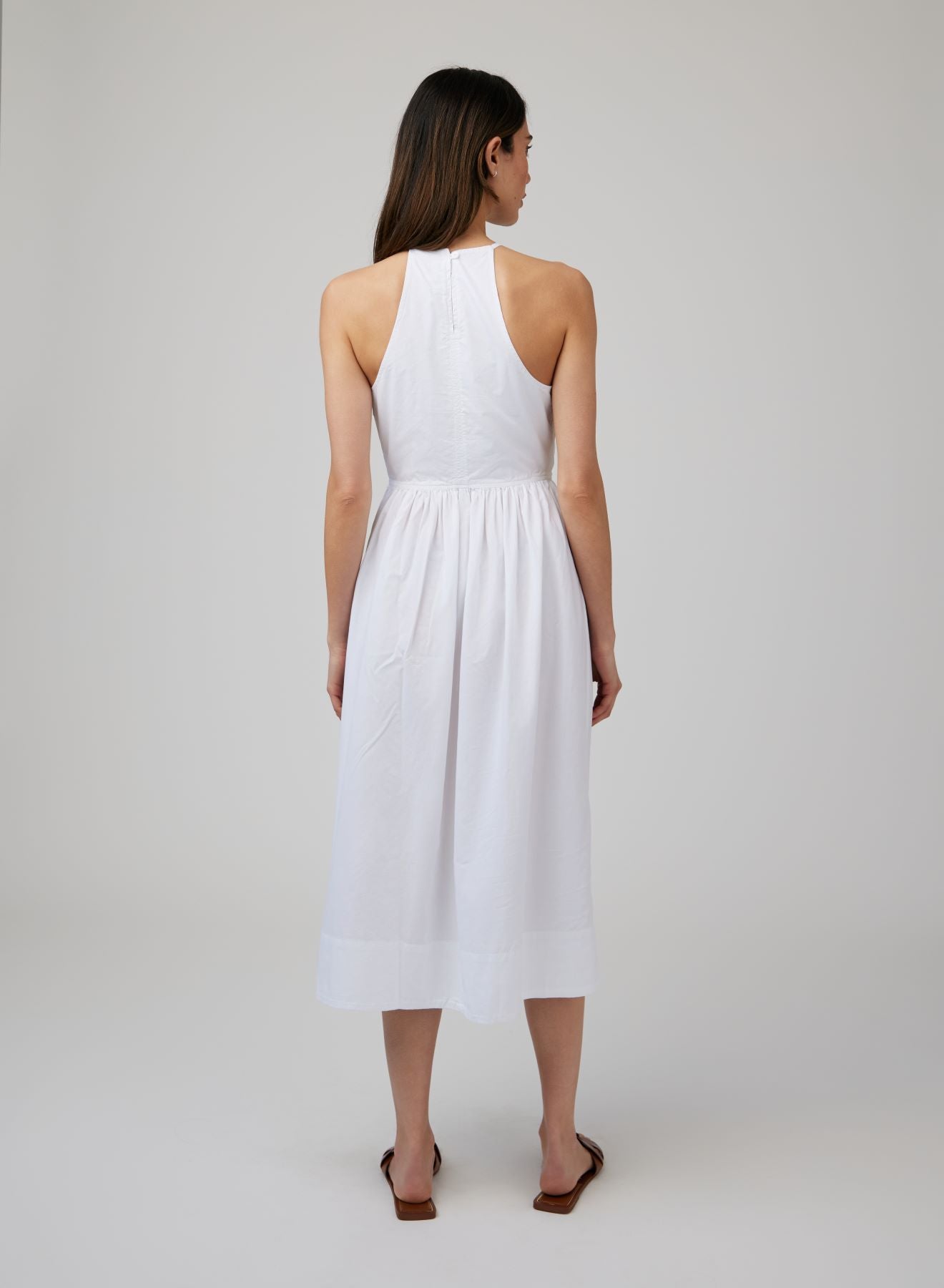 Fitted Midi Halter Dress | White