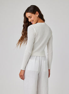 Fitted V-Neck Cardigan | White