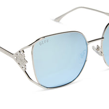Womens | Elsa Sunglasses | Cool Silver Gloss Metal | Ice Blue Polarized Lenses