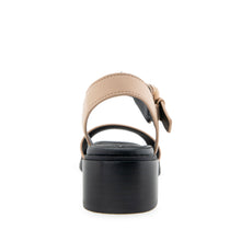 Dorian Sandal Block Heel | Beige Bisque/Black Faux Leather